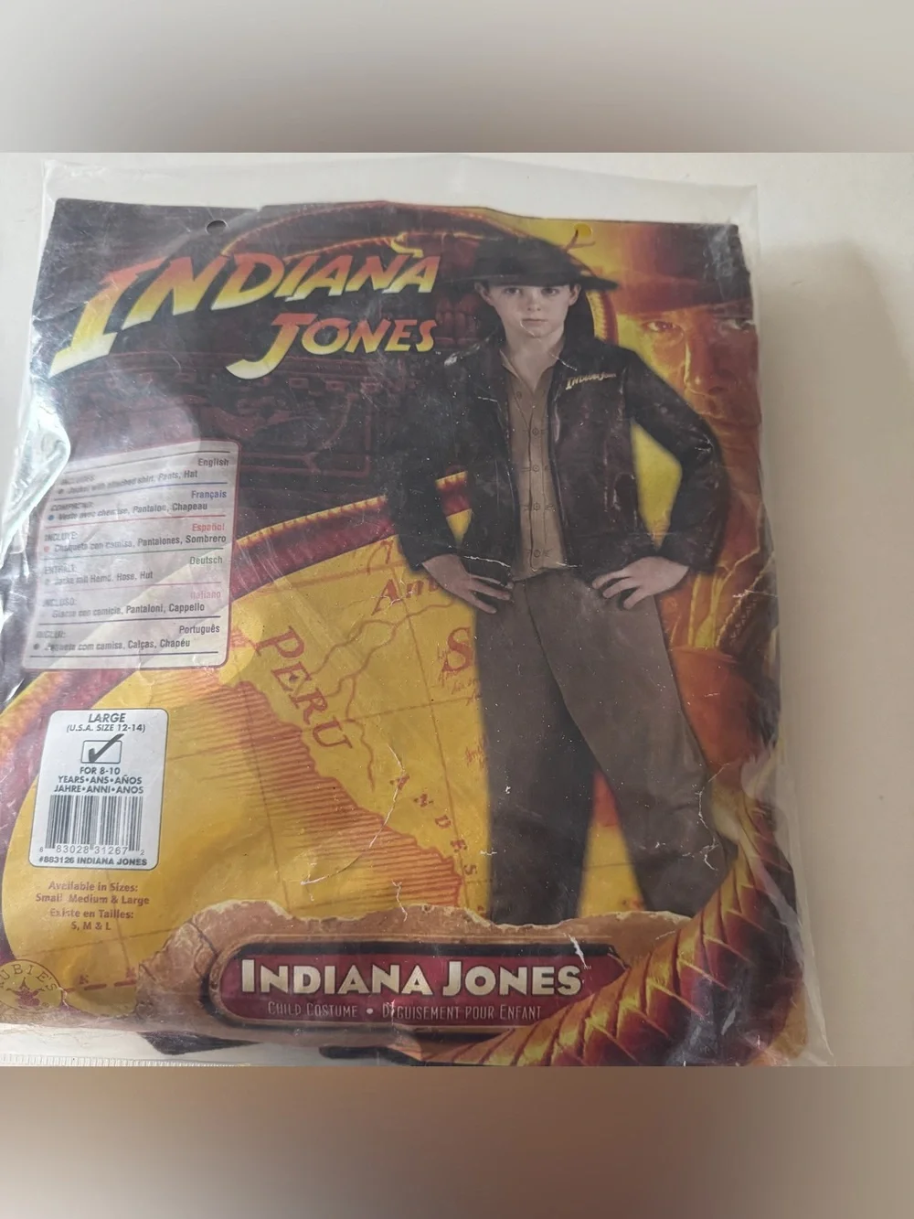 Rubies Indiana Jones Costume Child Size Large 12-14 Jacket Shirt Pants Hat